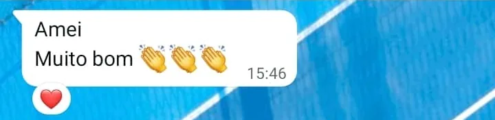 Conversa de WhatsApp: cliente diz Amei, muito bom